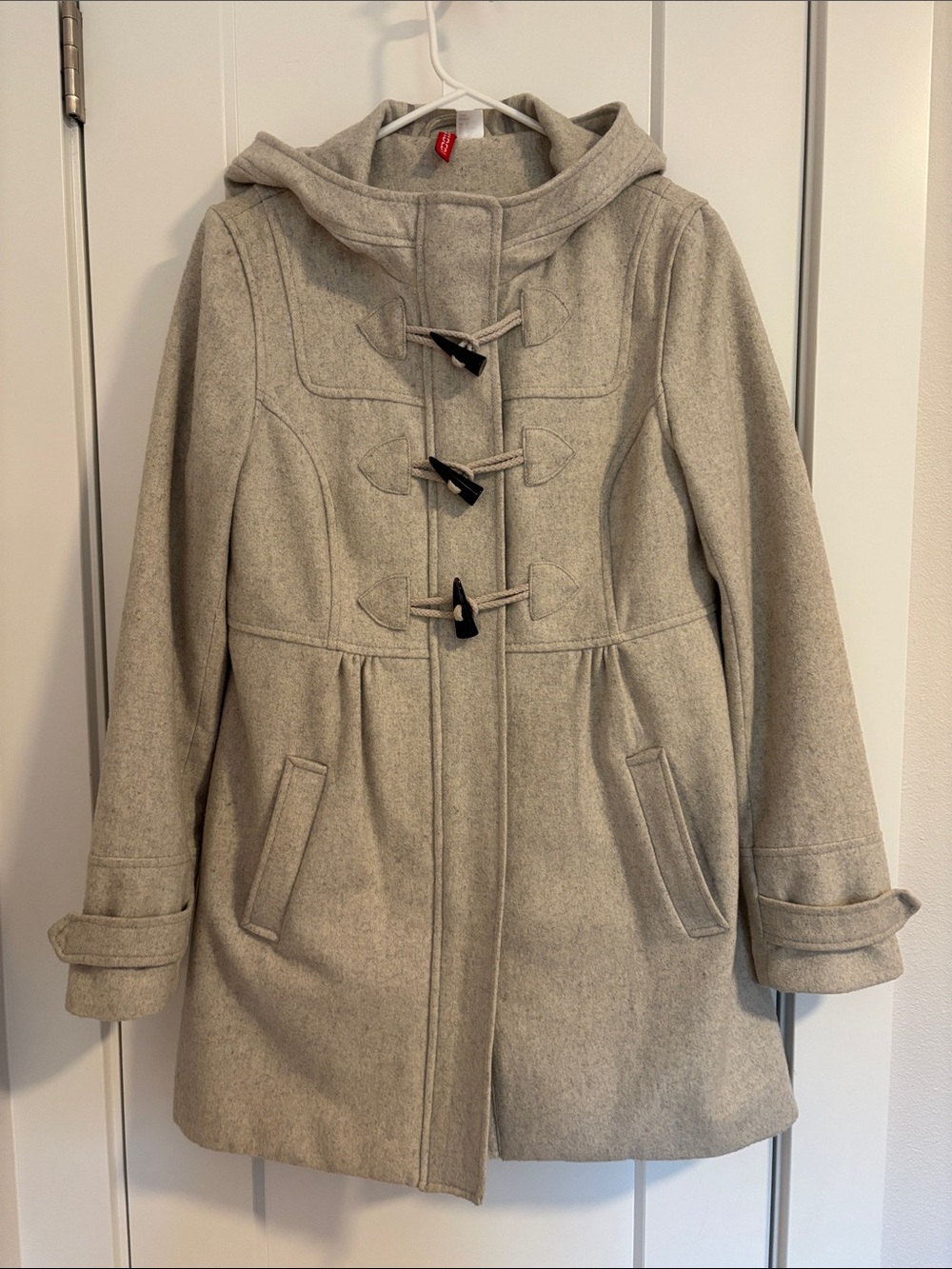 Divided, by H&M. Wool Blend Hooded Pea Coat - Light Gray